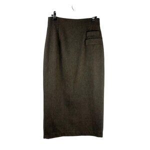 Vintage 80s Paul et Duffier Maxi Straight Skirt Women‎ Small Brown Black Career